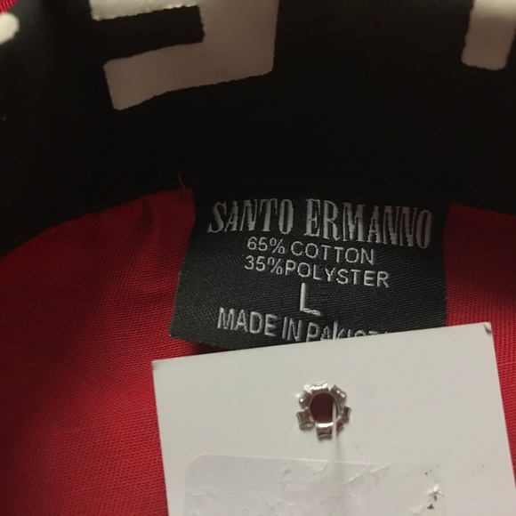 Santo Unisex Denim Jacket Cotton Button Down Red L - Picture 7 of 8